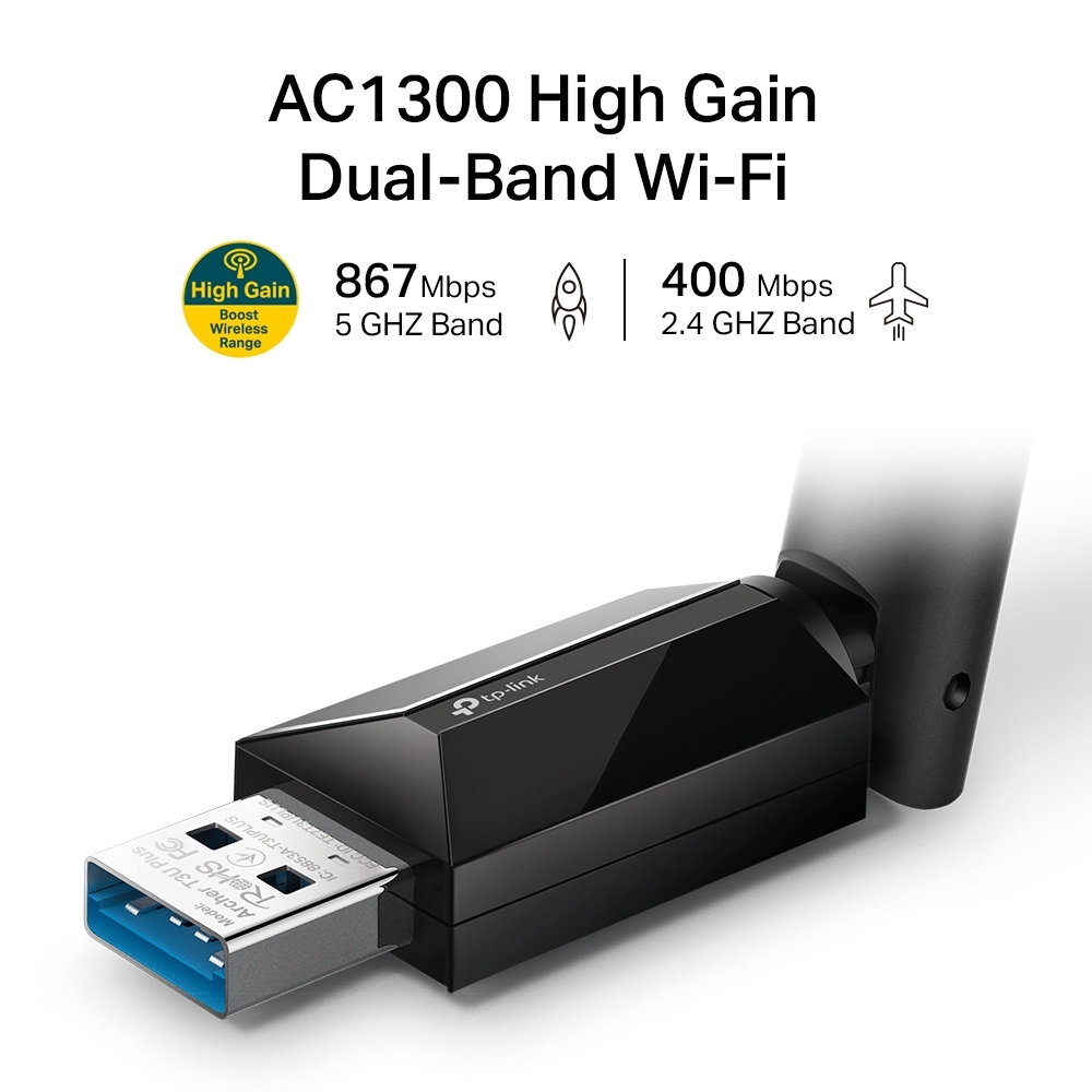 Adaptador USB TP-Link Archer T3U Plus AC1300 High Gain Wi-Fi 3